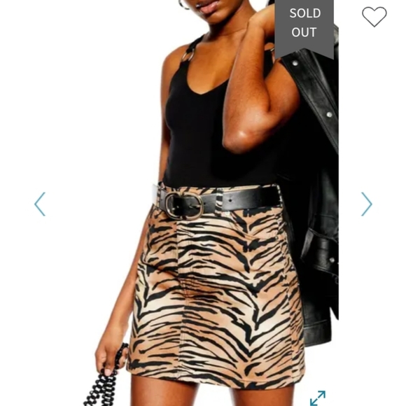 TOPSHOP Denim Tiger Print Skirt NWOT - Picture 3 of 11